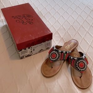 Naughty Monkey ladies size 8 sandals. “Electric Shine”